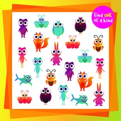 Fotobehang Cartoon Illustration for kids. Children's riddles. Educational game. © Dasha