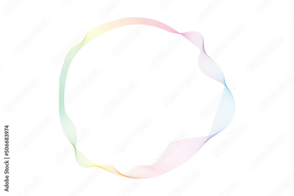 Aufkleber Abstract dots circles lines wavy in round frame colorful light rainbow isolated on white background. Vector illustration design elements in concept of technology, energy, science, music.