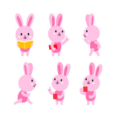 Cute rabbit cartoon presenting concept