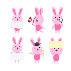 Cute rabbit cartoon presenting concept