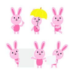 Fototapeta premium Cute rabbit cartoon presenting concept