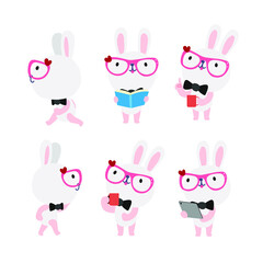 Cute rabbit cartoon presenting concept