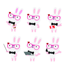Cute rabbit cartoon presenting concept