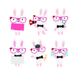 Cute rabbit cartoon presenting concept