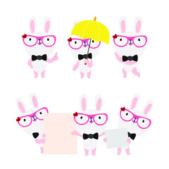 Cute rabbit cartoon presenting concept