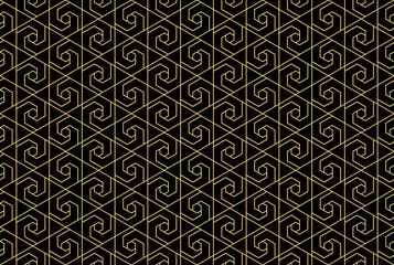 The geometric pattern with lines. Seamless vector background. Gold and black texture. Graphic modern pattern. Simple lattice graphic design