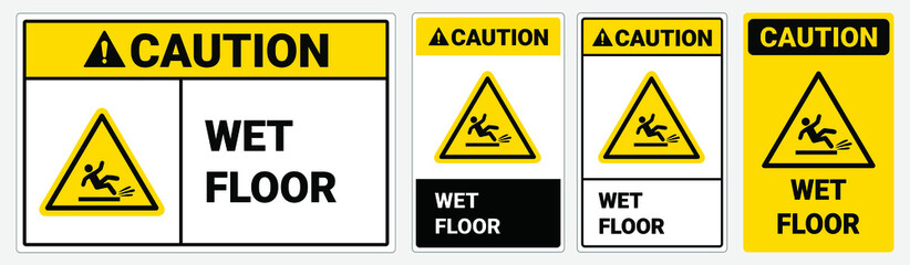 Caution Wet floor sign. Isolated flat vector illustration. Safety sign 