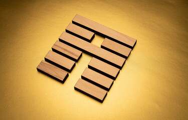 Gene Key 35 hexagram I ching wood on golden background
