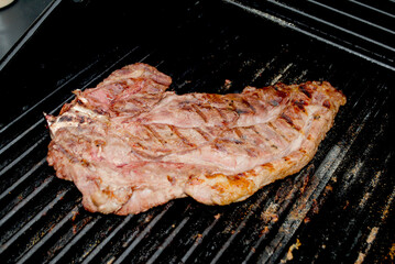 Cooked Chuck Beef Steak on a Hot Summer Grill