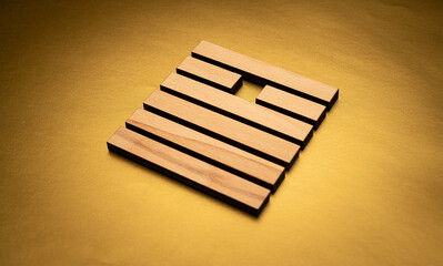 Gene Key 14 hexagram I ching wood on golden background