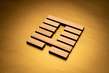 Gene Key 4 hexagram I ching wood on golden background