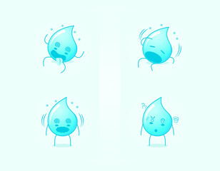 collection of cute water cartoon character with dizzy expression. suitable for icon, logo, symbol and sign. such as emoticon, sticker, mascot or element logo