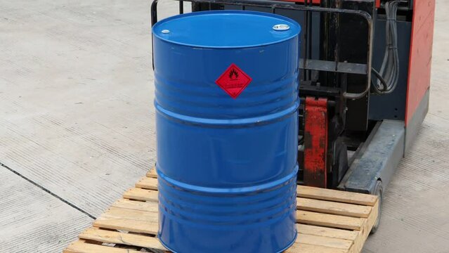 Flammable liquid symbol on the chemical tank