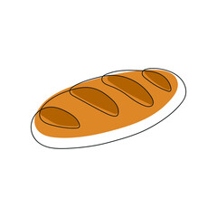 Bread icon one line art design. Loaf vector illustration on white background.