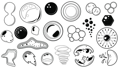 Abstract Set Doodle Elements Hand Drawn Collection Bubble Liquid Drink Water Elements Vector Desgin Style