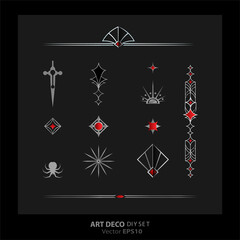 Art deco/Art Nuevo DIY elegant elements vector golden black elegant luxury set