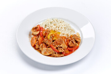 meat with rice and vegetables