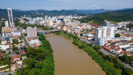 Aerial images of the iron bridge in Blumenau in Santa Catarina