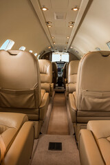 Interior of a business private jet - stock photo