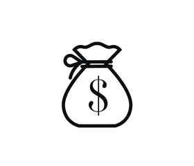 Money bag vector icon, illustration isolated. Banking and cash.

