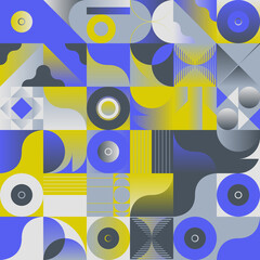 Obraz premium Modernism Aesthetics Inspired Vector Graphic Pattern Made With Abstract Geometric Shapes