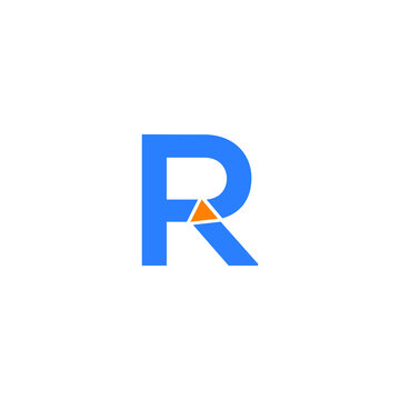 R Letter Logo Design Minimalist Blue and Oreng