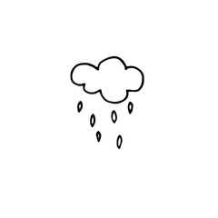 illustration on a white background of clouds with rain