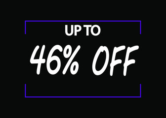 46% off banner. Discount icon for products on black background.