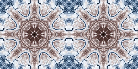 Dark indigo blu bandanna style tie dye border pattern. Seamless vintage ethnic silk home decor edging ribbon design. Masculine tape band. For modern vintage scarf and fashion decoration.