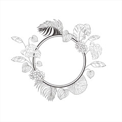 Tropical frames with flowers and leaves.