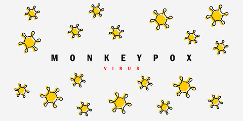 Banner with illustration of the yellow virus. The concept of the spread of monkeypox disease. clipart illustration monkey pox.