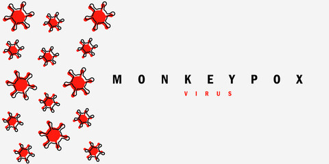 Banner with illustration of the red virus. The concept of the spread of monkeypox disease. clipart illustration monkey pox.