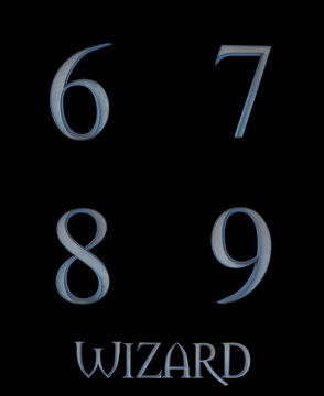 Wizard Metal fantasy alphabet - 3D Illustration