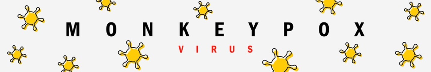 Banner with illustration of the yellow virus. The concept of the spread of monkeypox disease. clipart illustration monkey pox.