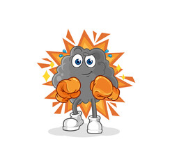black cloud boxer character. cartoon mascot vector