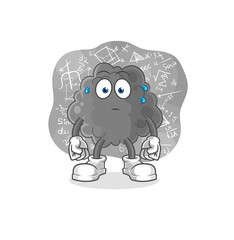 black cloud thinking hard vector. cartoon character