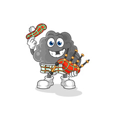 black cloud scottish with bagpipes vector. cartoon character