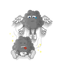 black cloud spirit leaves the body mascot. cartoon vector