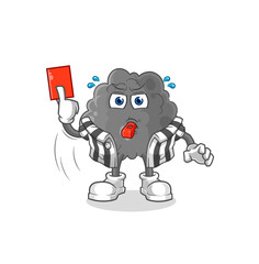 black cloud referee with red card illustration. character vector