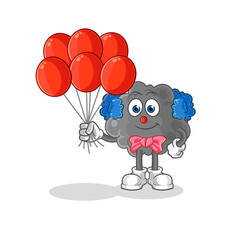 black cloud clown with balloons vector. cartoon character