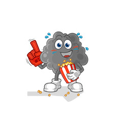 black cloud fan with popcorn illustration. character vector