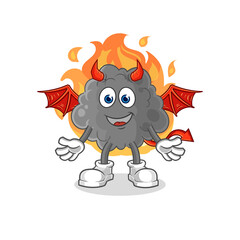 black cloud demon with wings character. cartoon mascot vector