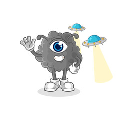 black cloud alien cartoon mascot vector