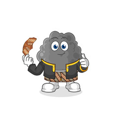 black cloud Javanese character. cartoon mascot vector