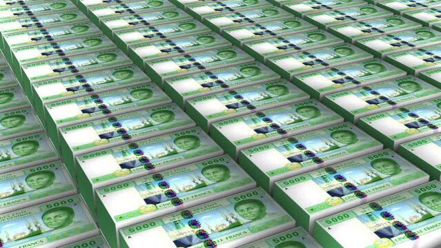 3D Animation of Gambia 200 Dalasi Banknotes Money Stack on White Background