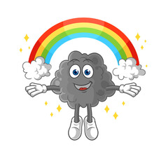 black cloud with a rainbow. cartoon vector