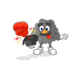 black cloud prank glove in the box. cartoon mascot