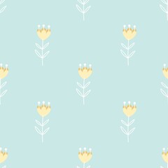 Vector seamless pattern with cute yellow flowers 