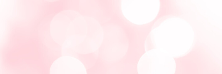Pink sparkling glitter bokeh background, banner texture. Abstract defocused lights header. Wide screen wallpaper. Panoramic web banner with copy space for design