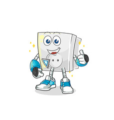 electric socket robot character. cartoon mascot vector